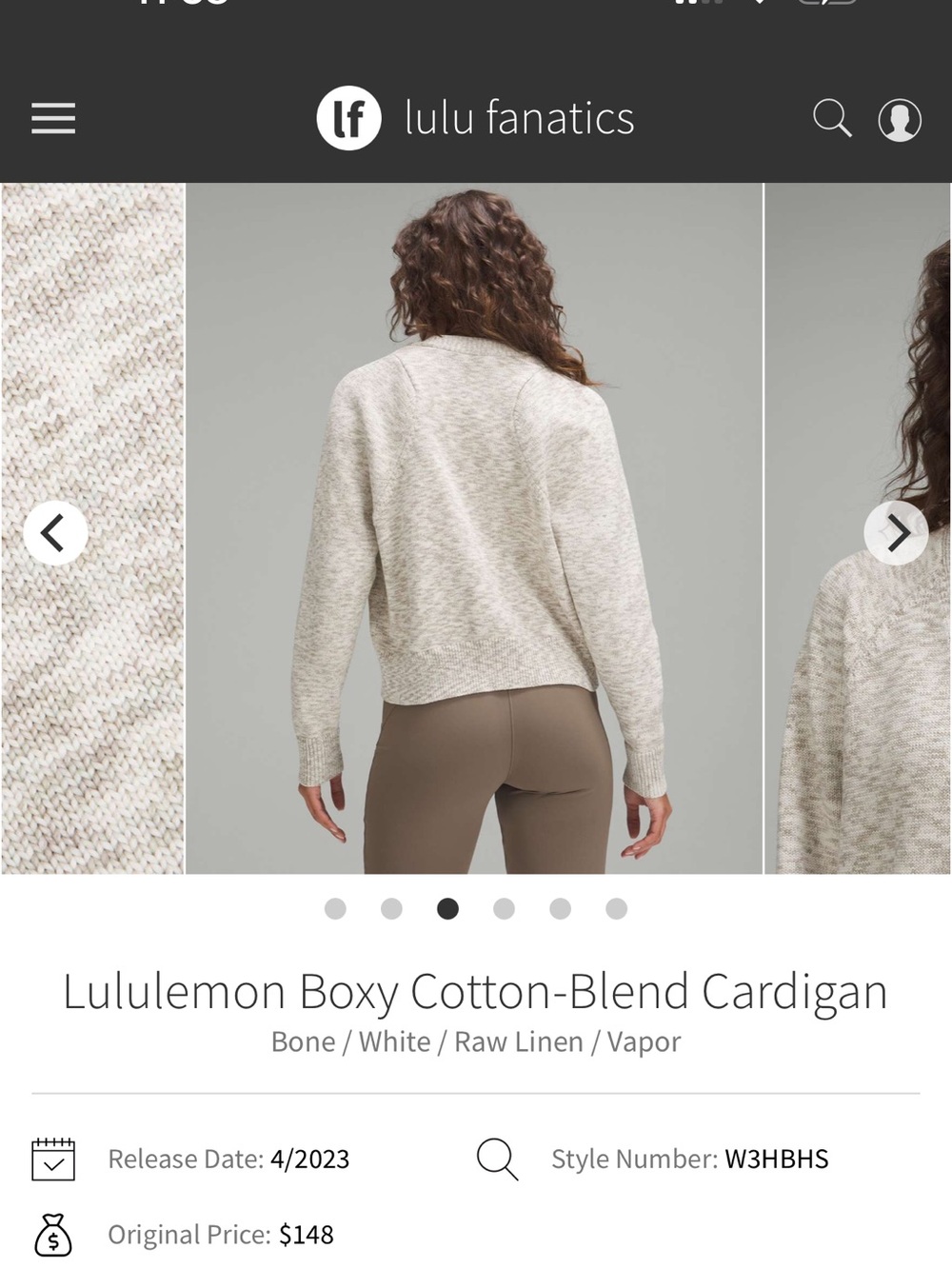 lululemon athletica Boxy Cotton-Blend Cardigan — Bone/Raw Linen - Picture 4 of 4
